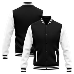 Custom Varsity Jacket Letterman Jacket For Men, Women And Youth White Black