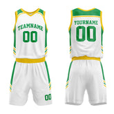 Custom White-Green-Yellow Basketball Jersey for man women uniform Suit Kids Adults Personalized Jersey