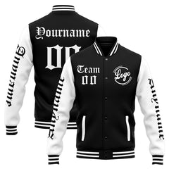 Custom Varsity Jacket Letterman Jacket For Men, Women And Youth White Black