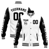 Custom Varsity Jacket Letterman Jacket For Men, Women And Youth White Black