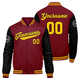 Custom Varsity Jacket Letterman Jacket For Men, Women And Youth Crimson Black Yellow