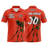 Custom Skeleton-Orange Football Polo Shirts Add Your Unique Logo/Name/Number