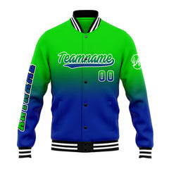 Custom Varsity Jacket Letterman Jacket For Men, Women And Youth Green&Blue