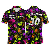 Custom Splash Skull-Purple&Green Football Polo Shirts Add Your Unique Logo/Name/Number