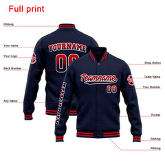 Custom Varsity Jacket Letterman Jacket For Men, Women And Youth Navy Red