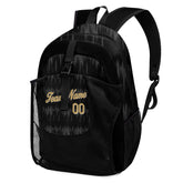 Customize Black Gold Sports Backpacks Featuring Personalized Names, Numbers and Logos