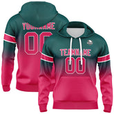 Custom Gradient Hoodie For Man Woman Girl Boy Print Your Logo Name Number Dark Green Pink