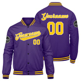 Custom Varsity Jacket Letterman Jacket For Men, Women And Youth Purple Yellow