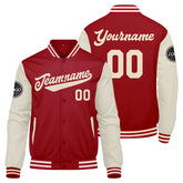 Custom Varsity Jacket Letterman Jacket For Men, Women And Youth Red Cream