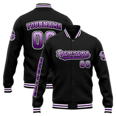 Custom Varsity Jacket Letterman Jacket For Men, Women And Youth Purple Black