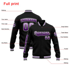 Custom Varsity Jacket Letterman Jacket For Men, Women And Youth Purple Black