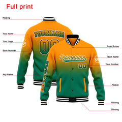 Custom Varsity Jacket Letterman Jacket For Men, Women And Youth Orang&Green