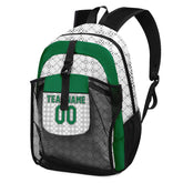 Customize Green White Backpacks Featuring Personalized Names, Numbers and Logos