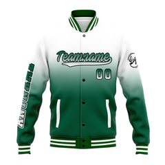 Custom Varsity Jacket Letterman Jacket For Men, Women And Youth White&Green