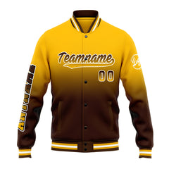 Custom Varsity Jacket Letterman Jacket For Men, Women And Youth Yellow&Brown