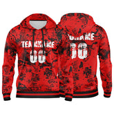 Custom Red White-Black 3D Pattern Design Bomber Full-Snap Varsity Hoodie