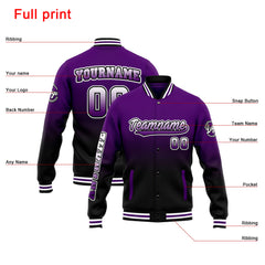 Custom Varsity Jacket Letterman Jacket For Men, Women And Youth Purple Black