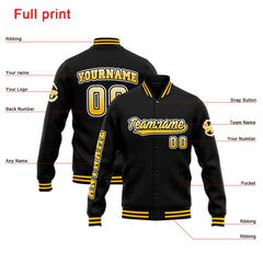 Custom Varsity Jacket Letterman Jacket For Men, Women And Youth Yellow Black