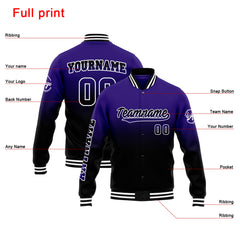Custom Varsity Jacket Letterman Jacket For Men, Women And Youth Purple&Black