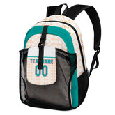 Customize White Orange Teal Backpacks Featuring Personalized Names, Numbers and Logos