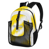 Customize Yellow White Backpacks Featuring Personalized Names, Numbers and Logos