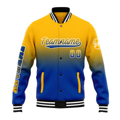 Custom Varsity Jacket Letterman Jacket For Men, Women And Youth Yellow&Blue