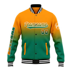 Custom Varsity Jacket Letterman Jacket For Men, Women And Youth Orang&Green
