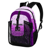 Customize Purple Black Sports Backpacks Featuring Personalized Names, Numbers and Logos