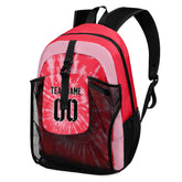 Customize Red White Sports Backpacks Featuring Personalized Names, Numbers and Logos