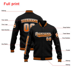 Custom Varsity Jacket Letterman Jacket For Men, Women And Youth Orange Black