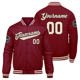 Custom Varsity Jacket Letterman Jacket For Men, Women And Youth Crimson Crimson Cream