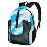 Customize Light Blue White Backpacks Featuring Personalized Names, Numbers and Logos