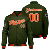 Custom Varsity Jacket Letterman Jacket For Men, Women And Youth Olive green Orange