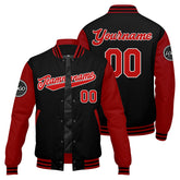 Custom Varsity Jacket Letterman Jacket For Men, Women And Youth Red Black