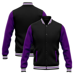 Custom Varsity Jacket Letterman Jacket For Men, Women And Youth Purple Black