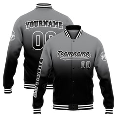 Custom Varsity Jacket Letterman Jacket For Men, Women And Youth Grey&Black