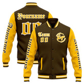 Custom Varsity Jacket Letterman Jacket For Men, Women And Youth Brown Yellow