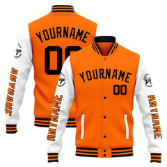 Custom Varsity Jacket Letterman Jacket For Men, Women And Youth Orange White