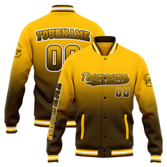 Custom Varsity Jacket Letterman Jacket For Men, Women And Youth Brown Yellow