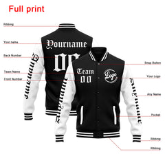 Custom Varsity Jacket Letterman Jacket For Men, Women And Youth White Black