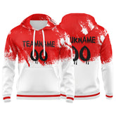 Custom Red White-Black 3D Pattern Design Bomber Full-Snap Varsity Hoodie