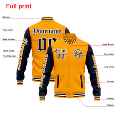 Custom Varsity Jacket Letterman Jacket For Men, Women And Youth Orange Navy