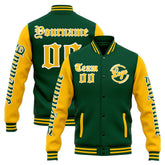 Custom Varsity Jacket Letterman Jacket For Men, Women And Youth Green Yellow