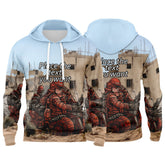 Custom Light Blue 3D Pattern Design Bomber Full-Snap Varsity Hoodie