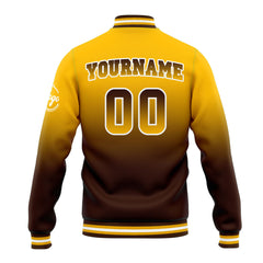Custom Varsity Jacket Letterman Jacket For Men, Women And Youth Yellow&Brown