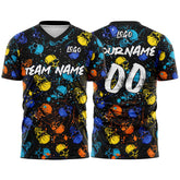 Custom Splash Skull-Blue&Yellow T-Shirts for Sports Fans, Personalized Name and Number