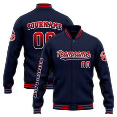 Custom Varsity Jacket Letterman Jacket For Men, Women And Youth Navy Red