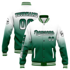 Custom Varsity Jacket Letterman Jacket For Men, Women And Youth White&Green