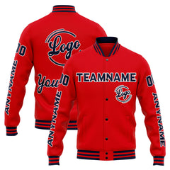 Custom Varsity Jacket Letterman Jacket For Men, Women And Youth Navy Red