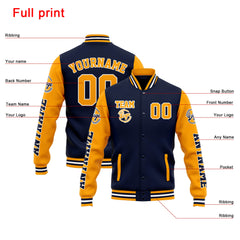 Custom Varsity Jacket Letterman Jacket For Men, Women And Youth Navy Orange